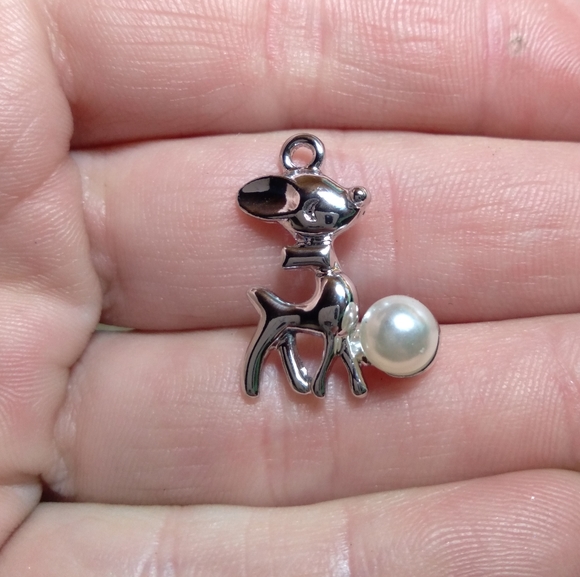 Handmade Reindeer W/ Pearl Hoop Earrings - Picture 7 of 8